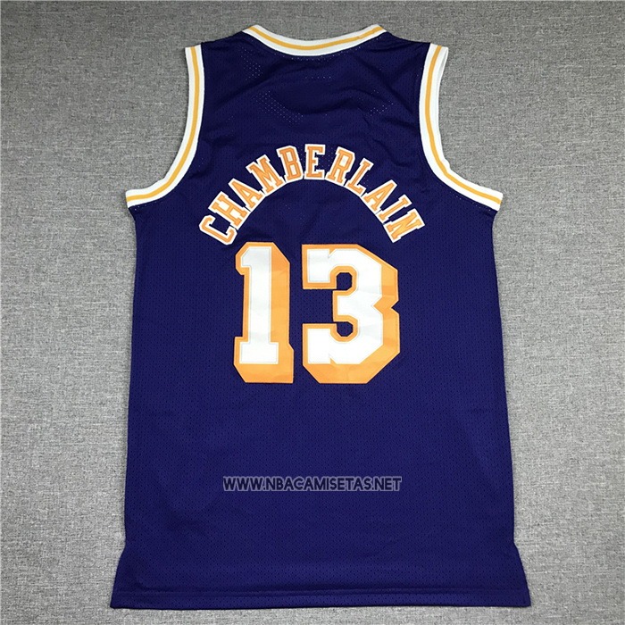 Camiseta Los Angeles Lakers Wilt Chamberlain NO 13 Mitchell & Ness 1971-72 Violeta
